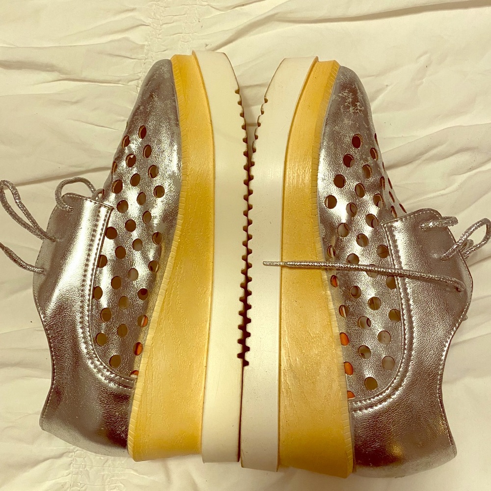 Silver moon platform shoes